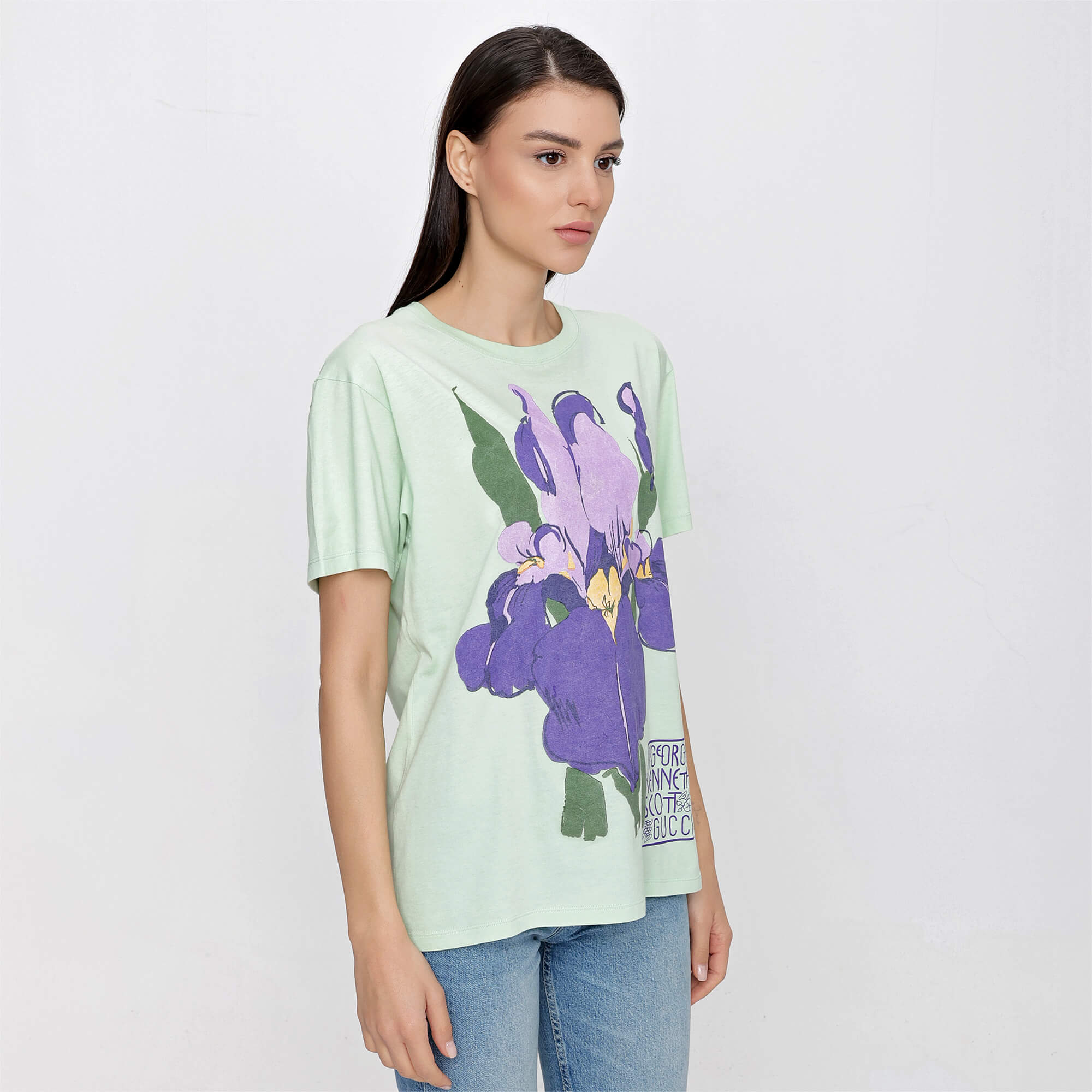 Gucci - Gucci x George Kenneth Scott Green Cotton Floral Print Tshirt